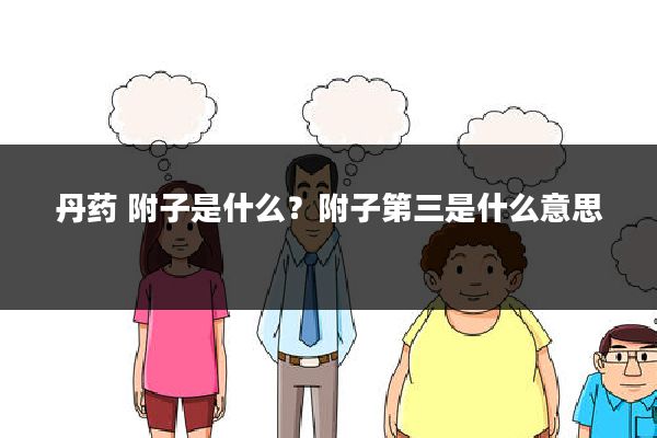 丹药 附子是什么?附子第三是什么意思