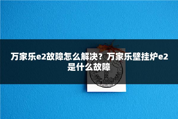 万家乐e2故障怎么解决?万家乐壁挂炉e2是什么故障