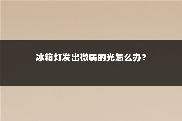 冰箱灯发出微弱的光怎么办？