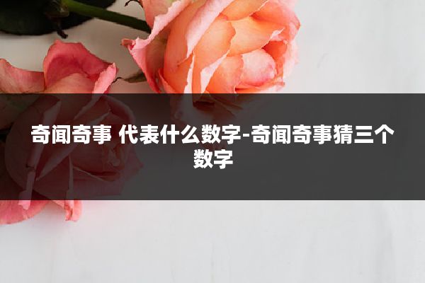 奇闻奇事 代表什么数字-奇闻奇事猜三个数字