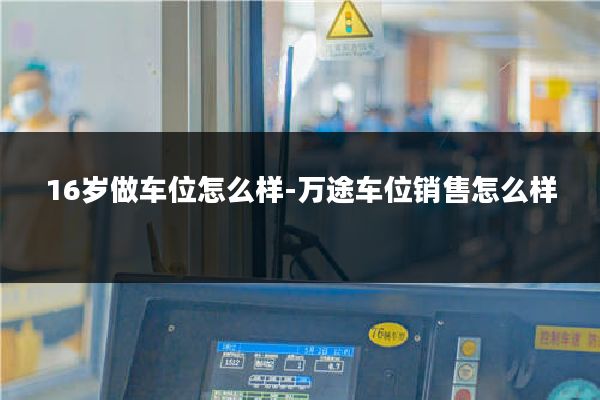 16岁做车位怎么样-万途车位销售怎么样