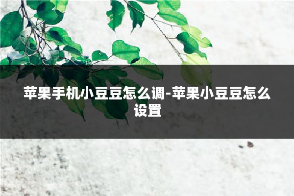 苹果手机小豆豆怎么调-苹果小豆豆怎么设置