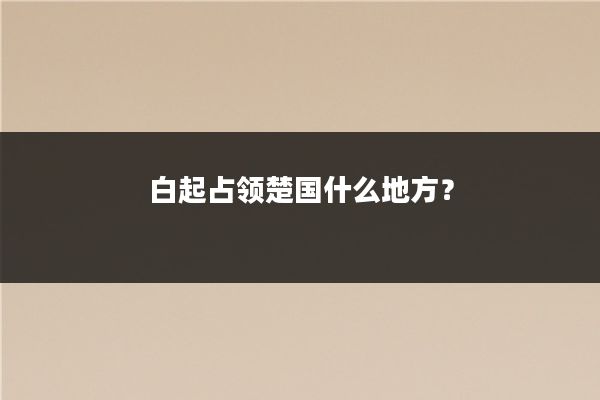 白起占领楚国什么地方？