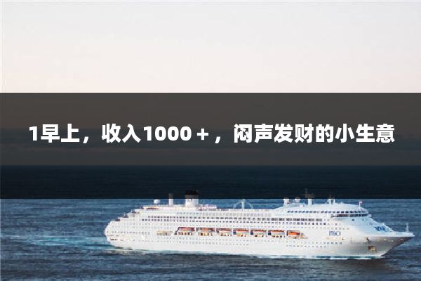 1早上，收入1000＋，闷声发财的小生意