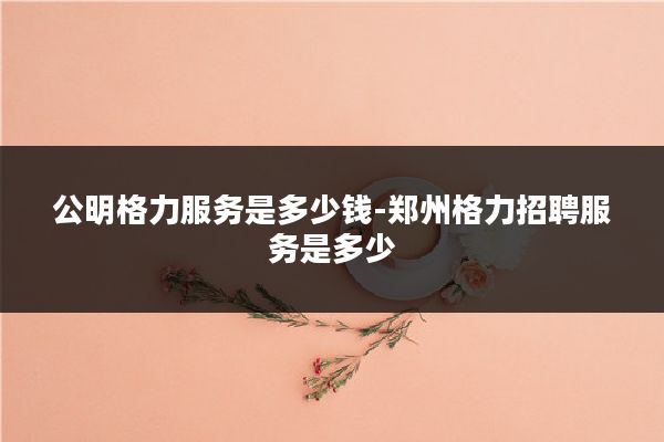 公明格力服务是多少钱-郑州格力招聘服务是多少