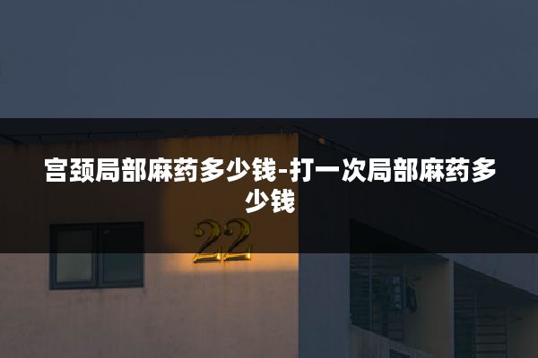 宫颈局部麻药多少钱-打一次局部麻药多少钱