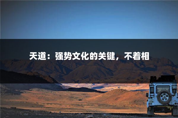 天道:强势文化的关键,不着相