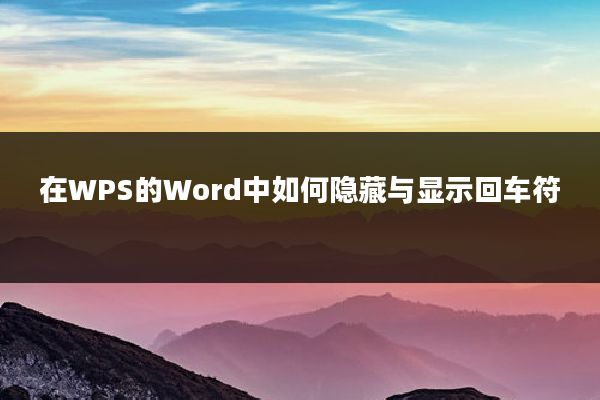 在WPS的Word中如何隐藏与显示回车符