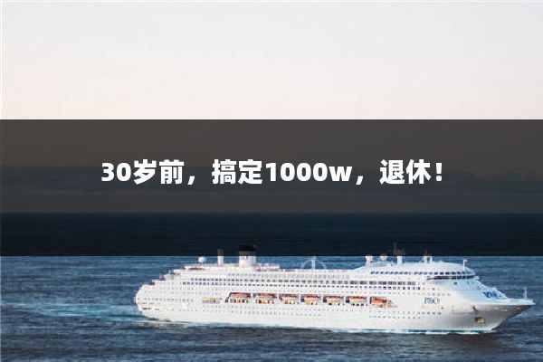 30岁前，搞定1000w，退休！