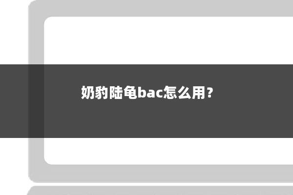 奶豹陆龟bac怎么用?
