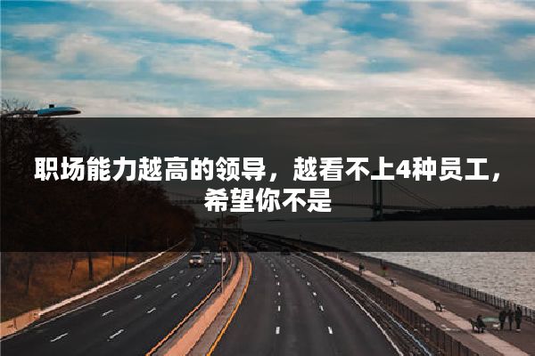职场能力越高的领导，越看不上4种员工，希望你不是