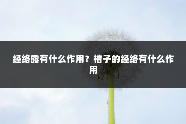 经络露有什么作用？桔子的经络有什么作用