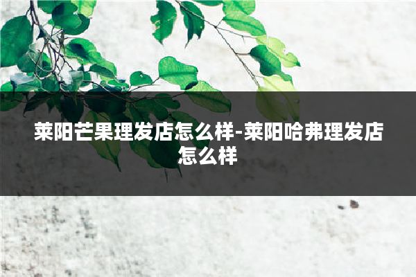 莱阳芒果理发店怎么样-莱阳哈弗理发店怎么样