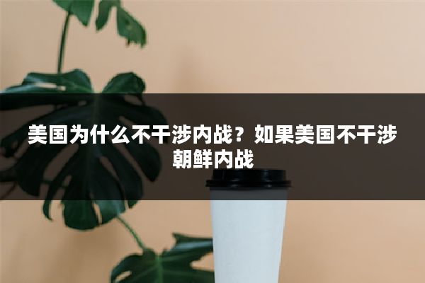 美国为什么不干涉内战？如果美国不干涉朝鲜内战