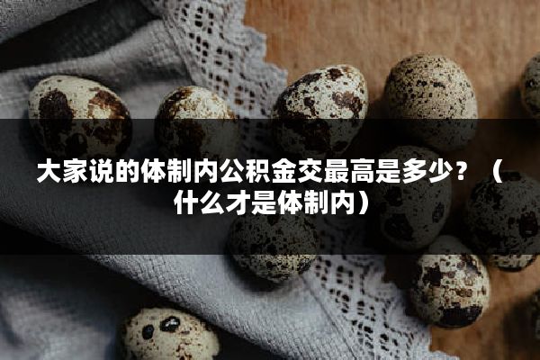 大家说的体制内公积金交最高是多少？（什么才是体制内）