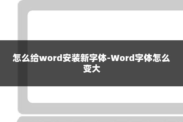 怎么给word安装新字体-Word字体怎么变大