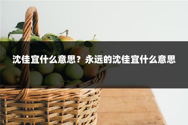 沈佳宜什么意思？永远的沈佳宜什么意思