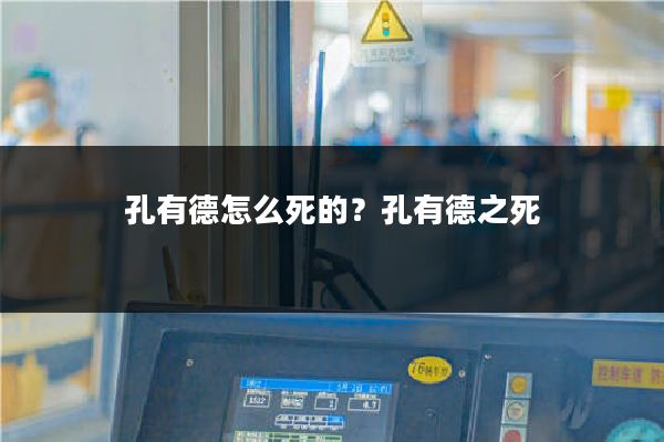 孔有德怎么死的？孔有德之死