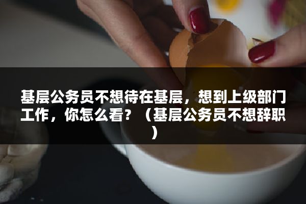 基层公务员不想待在基层，想到上级部门工作，你怎么看？（基层公务员不想辞职）