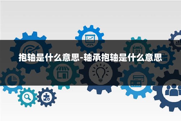 抱轴是什么意思-轴承抱轴是什么意思