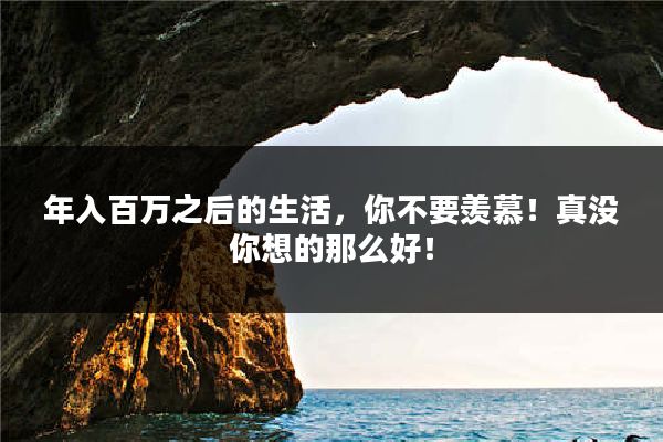 年入百万之后的生活，你不要羡慕！真没你想的那么好！