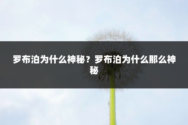 罗布泊为什么神秘?罗布泊为什么那么神秘