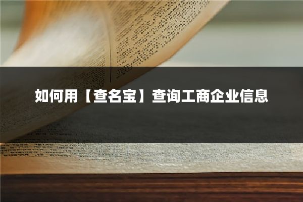 如何用【查名宝】查询工商企业信息